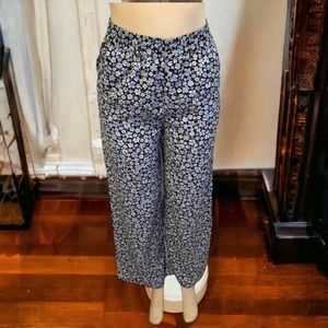 Divided Black and White Floral Wide Leg Pants